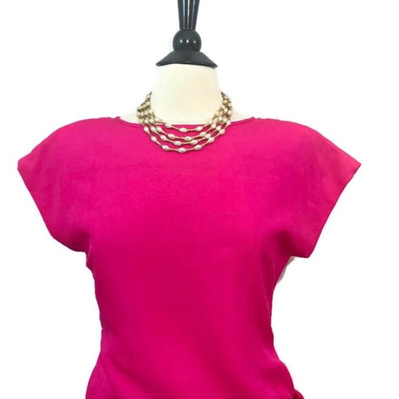 Vintage 80s 90s Bill Blass Dress Silk Sarong Mini Wrap Fushia Pink - Picture 4 of 7